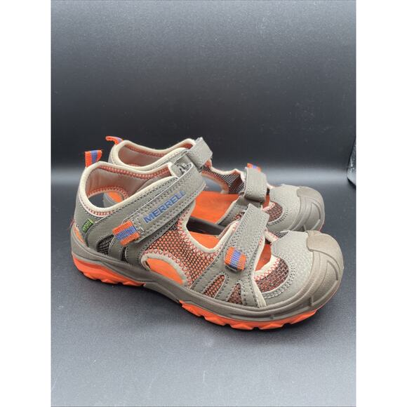 Boys MERRELL Hydro Water Hiking Trail Sport Sandals-Gray/Orange Closed Toe 2W - Picture 1 of 13